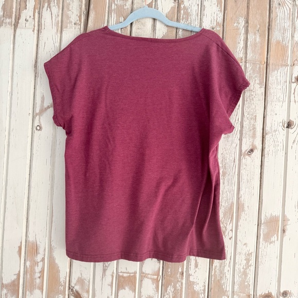 Graphic Tee with Beach Logo, “The Beach Is My Happy Place”, Burgundy, XL - Picture 2 of 5
